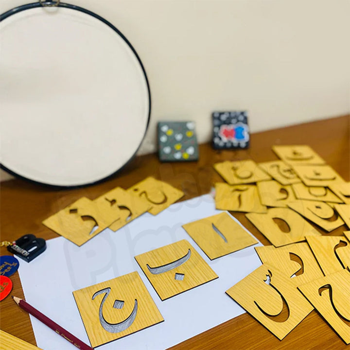 Wooden Urdu Haroof e Tahajji Drawing Stencils